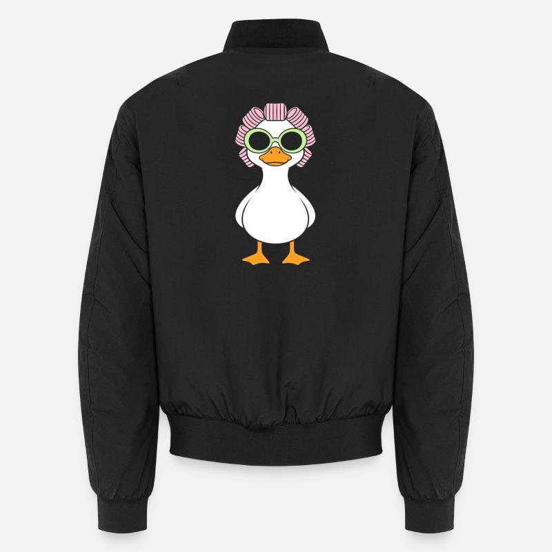 Glamorous duck with curly glasses Unisex Bomber Jacket