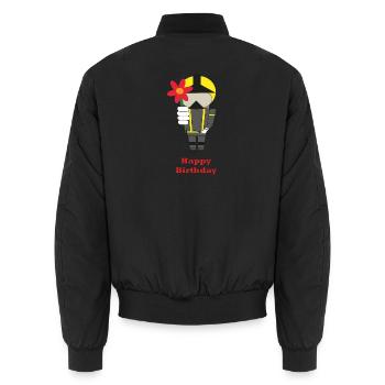 Happy Birthday - with flowers - Fire Brigade - Unisex Bomber Jacket - black - Back - AI Model Male 185 light (185cm)