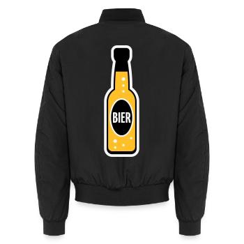 Bierflasche (Bier / Bierchen / NEG 3C) - Unisex Bomberjacke - Schwarz - Hinten - AI Model Male 185 light (185cm)
