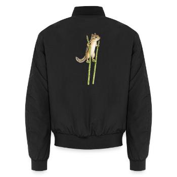 Streifenhörnchen auf Stelzen aus Spargel - Unisex Bomberjacke - Schwarz - Hinten - AI Model Male 185 light (185cm)