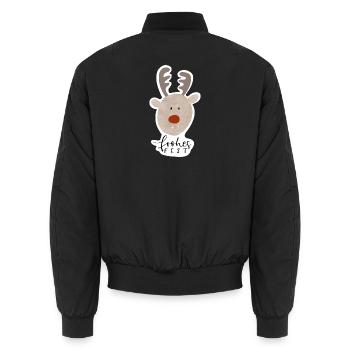 Frohes Fest Rentier Sticker - Unisex Bomberjacke - Schwarz - Hinten - AI Model Male 185 light (185cm)