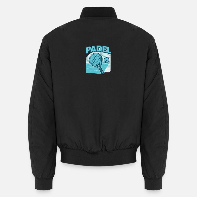 Padel Paddle Ball Retro Blue - Unisex Bomber Jacket - black