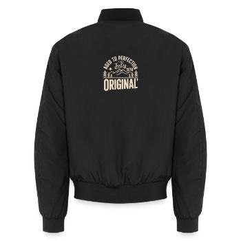 July 1970 – Legend of the Peaks and Mountains - Unisex Bomber Jacket - black - Back - AI Model Male 185 light (185cm)