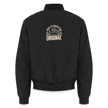July 1977 – Legend of the Peaks and Mountains - Unisex Bomber Jacket - black - Back - AI Model Male 185 light (185cm)