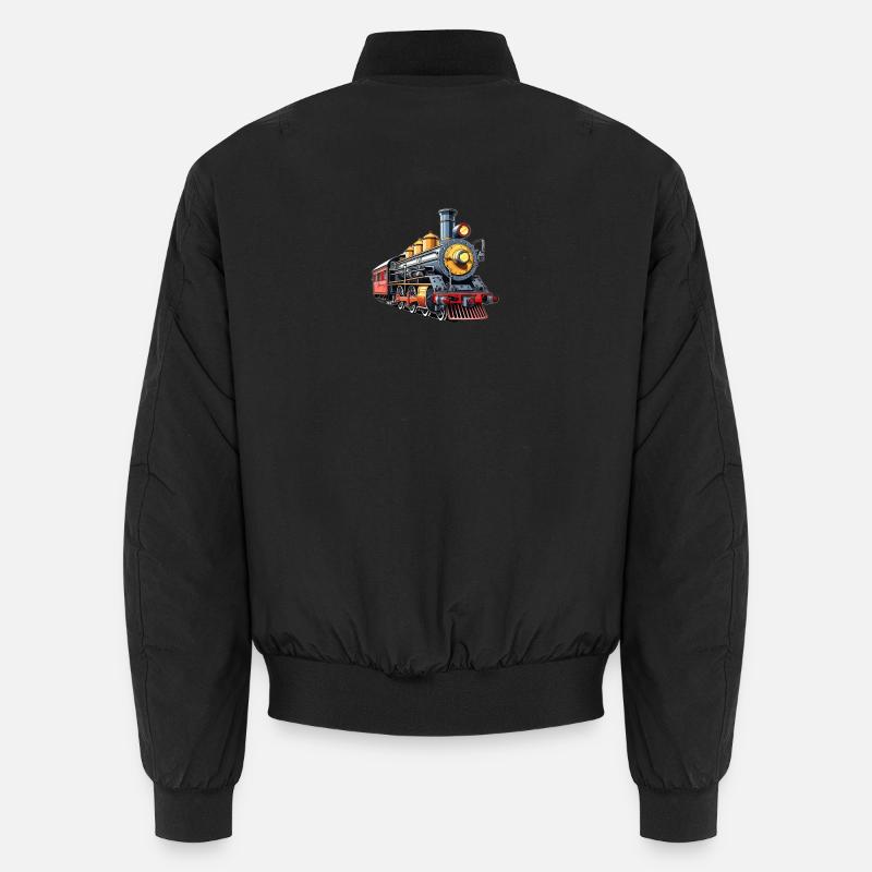 Steam Train Cartoon Nostalgia - Unisex Bomber Jacket - black