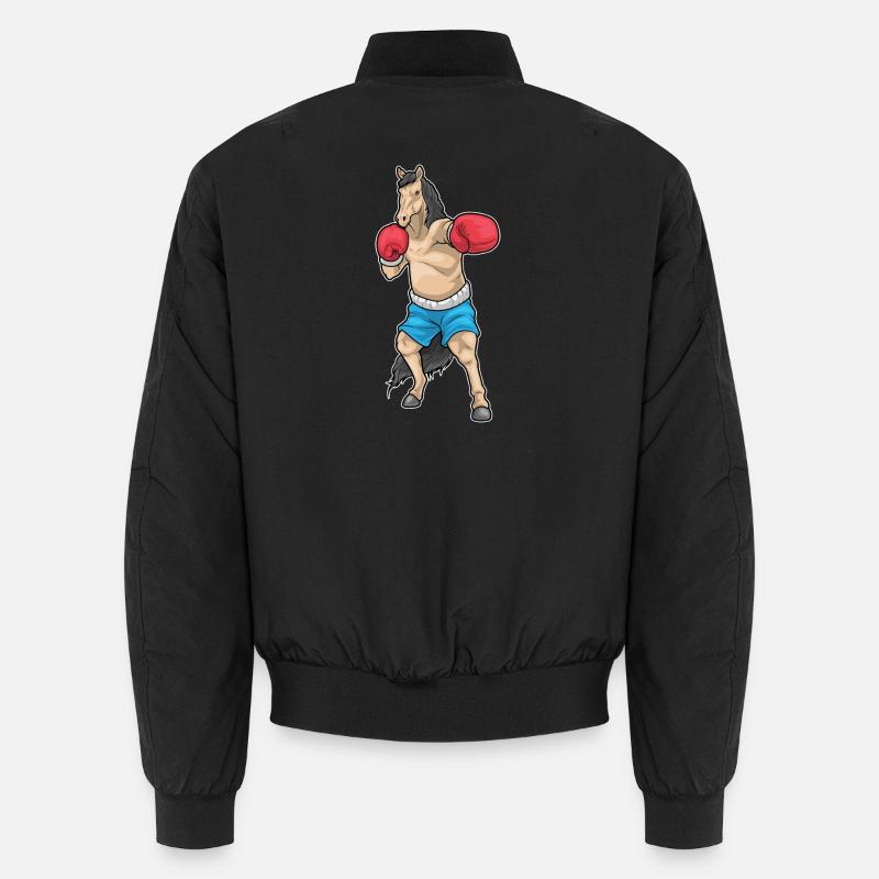 Pferd Boxer Boxhandschuhe Boxen - Unisex Bomberjacke - Schwarz