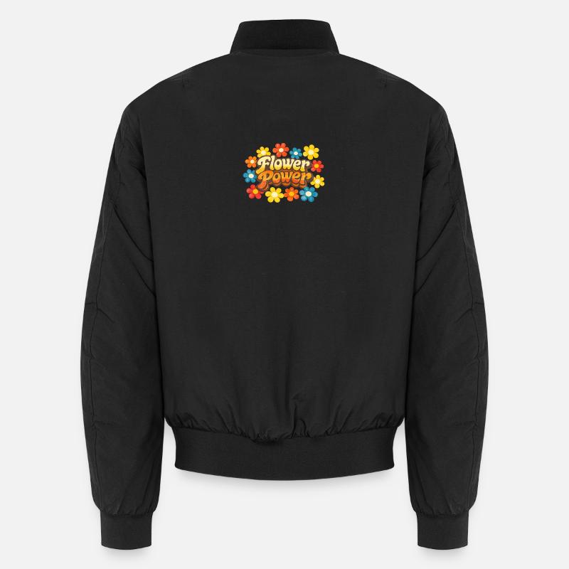 Flower Power Retro - Unisex Bomberjacke - Schwarz