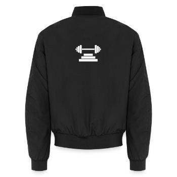 Iron Lifter Barbell Emblem - Unisex Bomberjacke - Schwarz - Hinten - AI Model Male 185 light (185cm)