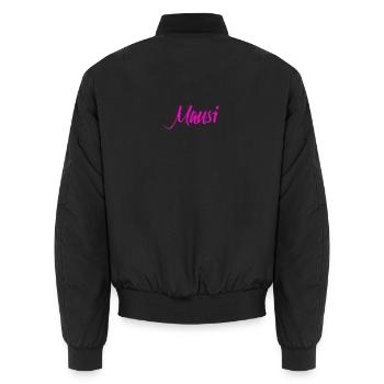 Mausi_Spruch - Unisex Bomber Jacket - black - Back - AI Model Male 185 light (185cm)