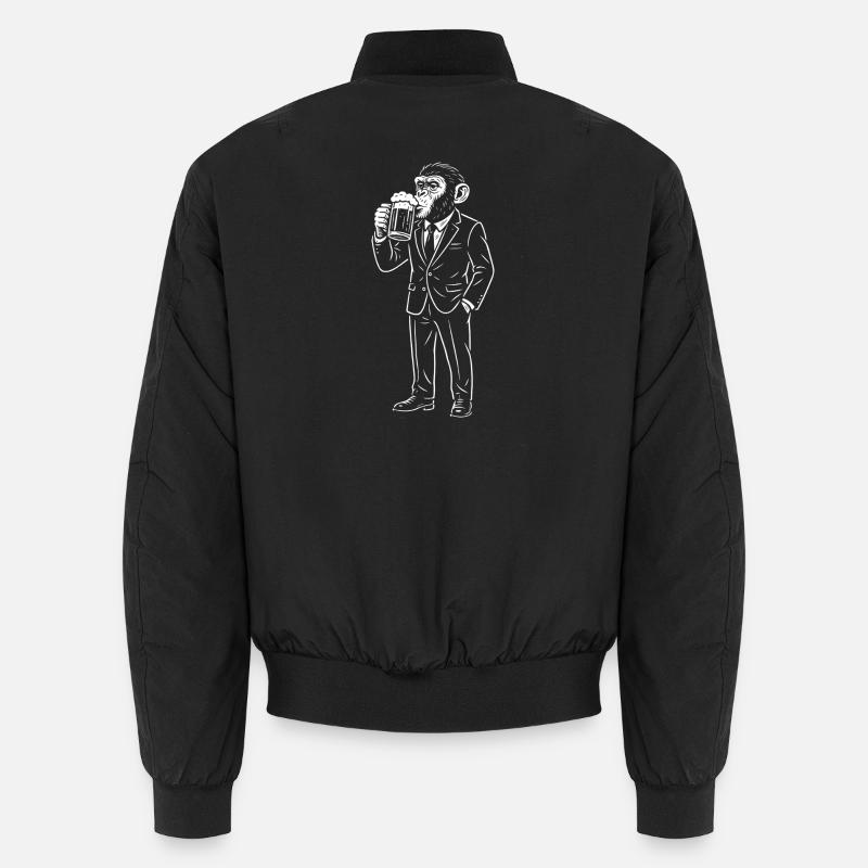 Chimp in a Suit Drinking Beer Unisex Bomber Jacket