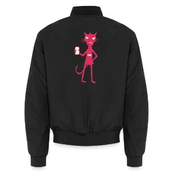 Little Monsters: Punk Cat Neon Attitude - Unisex Bomber Jacket - black - Back - AI Model Male 185 light (185cm)
