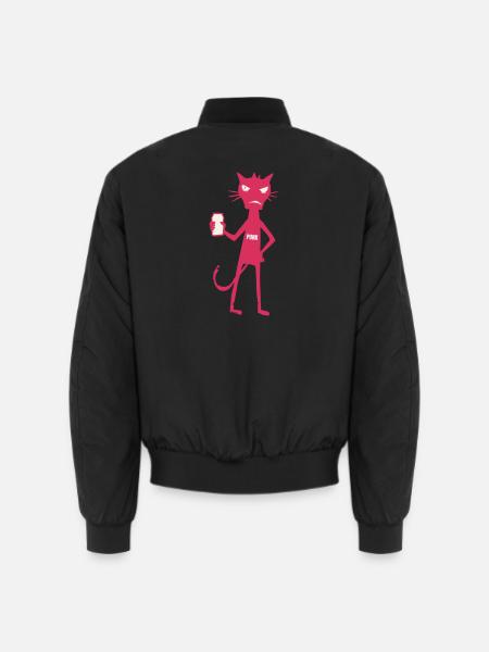 Little Monsters: Punk Cat Neon Attitude - Unisex Bomber Jacket - black
