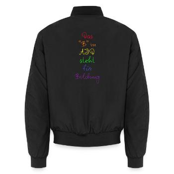 DAS B IN AFD STEHT FÜR BILDUNG, GEGEN RECHTE - Unisex Bomberjacke - Schwarz - Hinten - AI Model Male 185 light (185cm)
