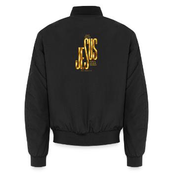 Der Name Jesus hat Kraft Jesus Geschenkidee - Unisex Bomberjacke - Schwarz - Hinten - AI Model Male 185 light (185cm)