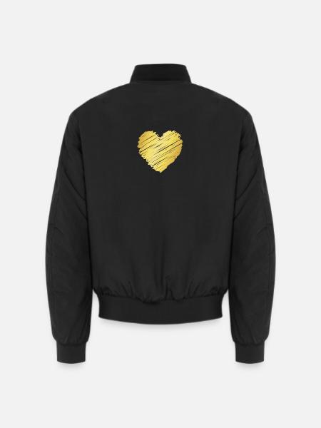 Goldenes Pinselherz – Elegantes Herz Motiv - Unisex Bomberjacke - Schwarz