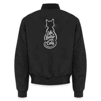 Das Leben ist besser mit Katzen Lustige Katzenliebhaber-Haustierkunst - Unisex Bomberjacke - Schwarz - Hinten - AI Model Male 185 light (185cm)