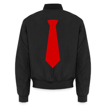 Rote Krawatte - Unisex Bomberjacke - Schwarz - Hinten - AI Model Male 185 light (185cm)
