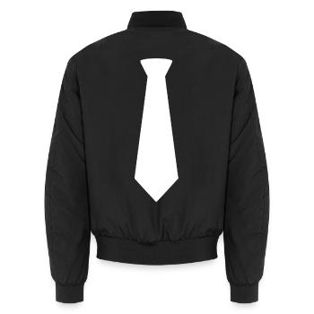 Minimalistische Krawatten-Silhouette - Unisex Bomberjacke - Schwarz - Hinten - AI Model Male 185 light (185cm)
