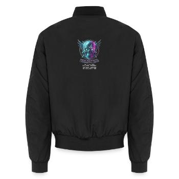 Totenkopf Neon, Synthwave, Cyberpunk, Halloween - Unisex Bomberjacke - Schwarz - Hinten - AI Model Male 185 light (185cm)