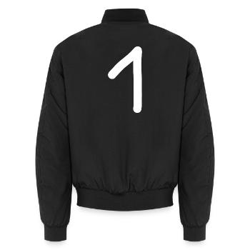 1 numéro un anniversaire blanc - Bomber unisexe - noir - Dos - AI Model Male 185 light (185cm)