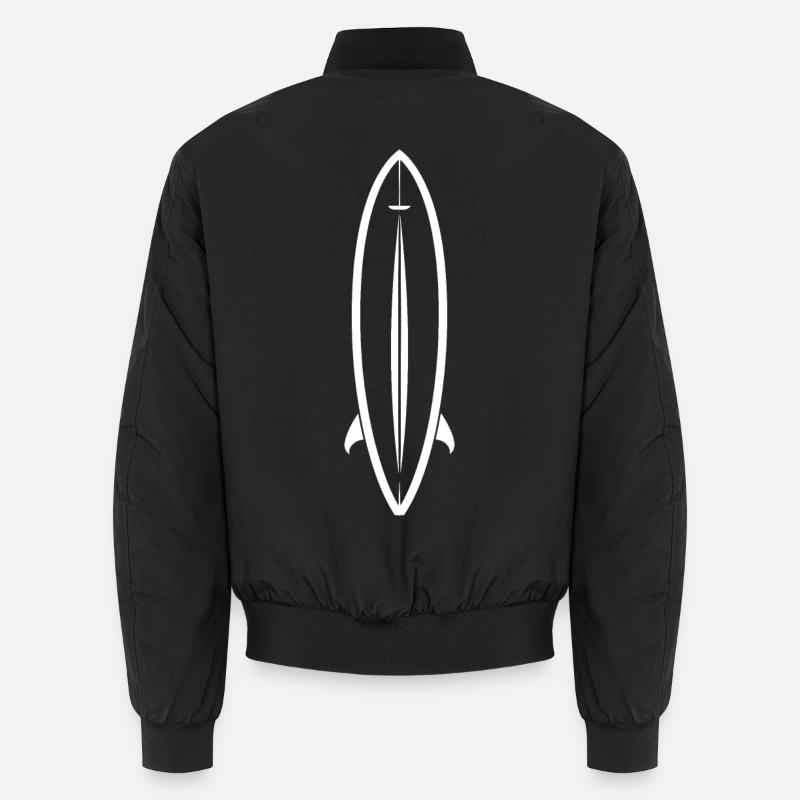 Surfboard Line Art - Unisex Bomber Jacket - black