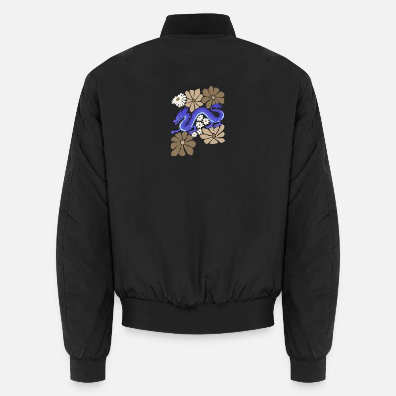 Blumenblauer Drache - Unisex Bomberjacke - Schwarz