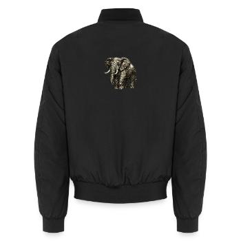 Vintage Elephant Illustration – Power & Nature - Unisex Bomber Jacket - black - Back - AI Model Male 185 light (185cm)