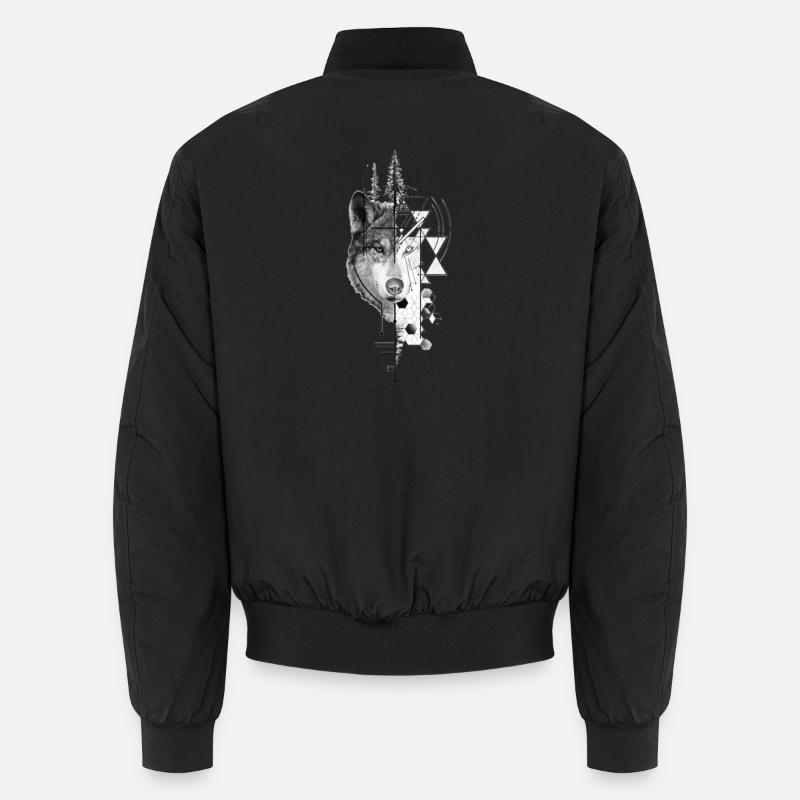 Wolf design - Unisex Bomber Jacket - black