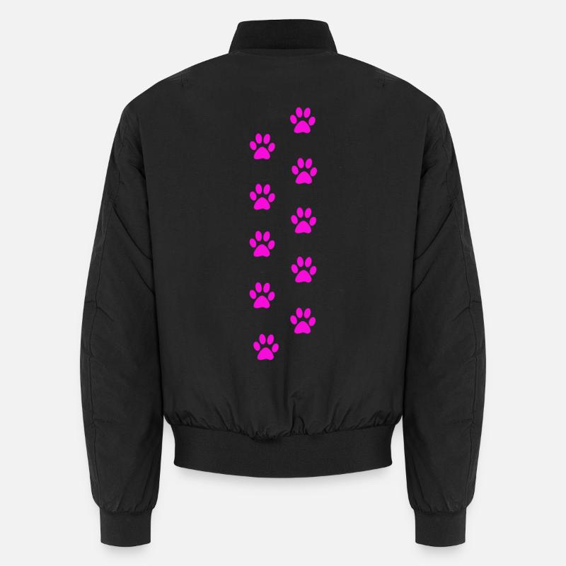 Pink Cat Paw Print Pattern Unisex Bomber Jacket