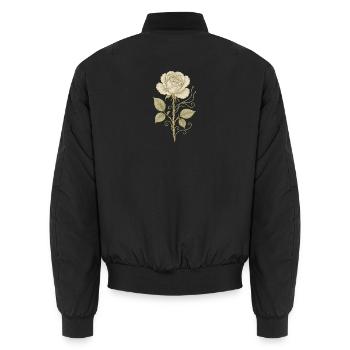 Vintage Rose Pencil Drawing - Unisex Bomber Jacket - black - Back - AI Model Male 185 light (185cm)