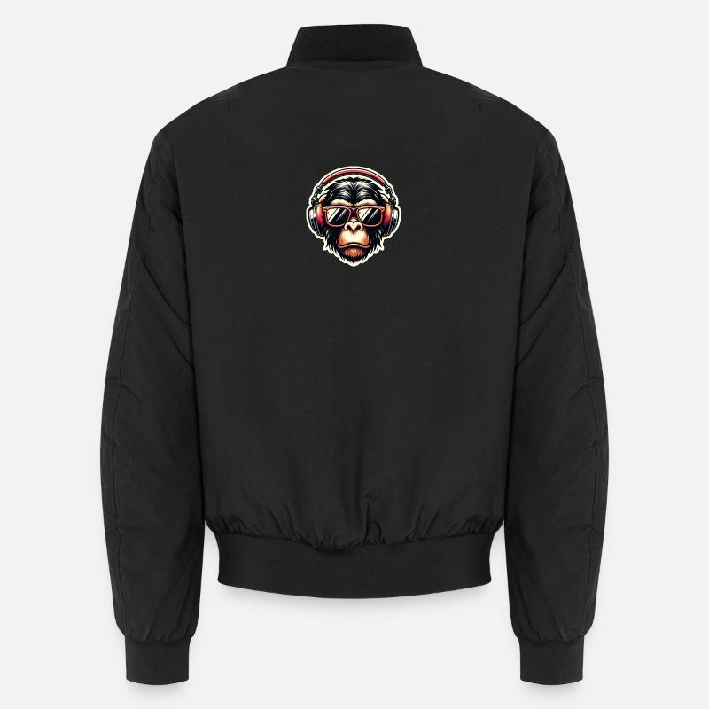 Monkey Headphones Glasses - Unisex Bomber Jacket - black