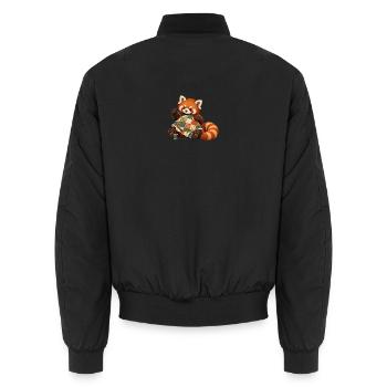 Roter Panda quiltet von Hand - Unisex Bomberjacke - Schwarz - Hinten - AI Model Male 185 light (185cm)