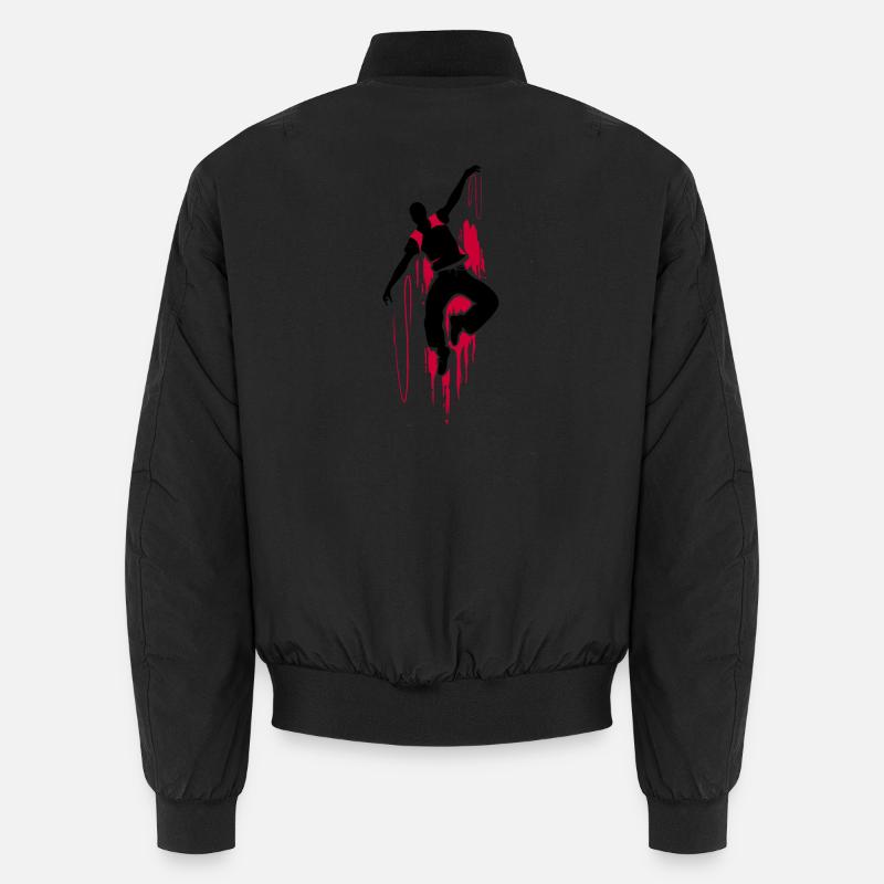 Breakdancer Dancer Silhouette in Red Black Unisex Bomber Jacket