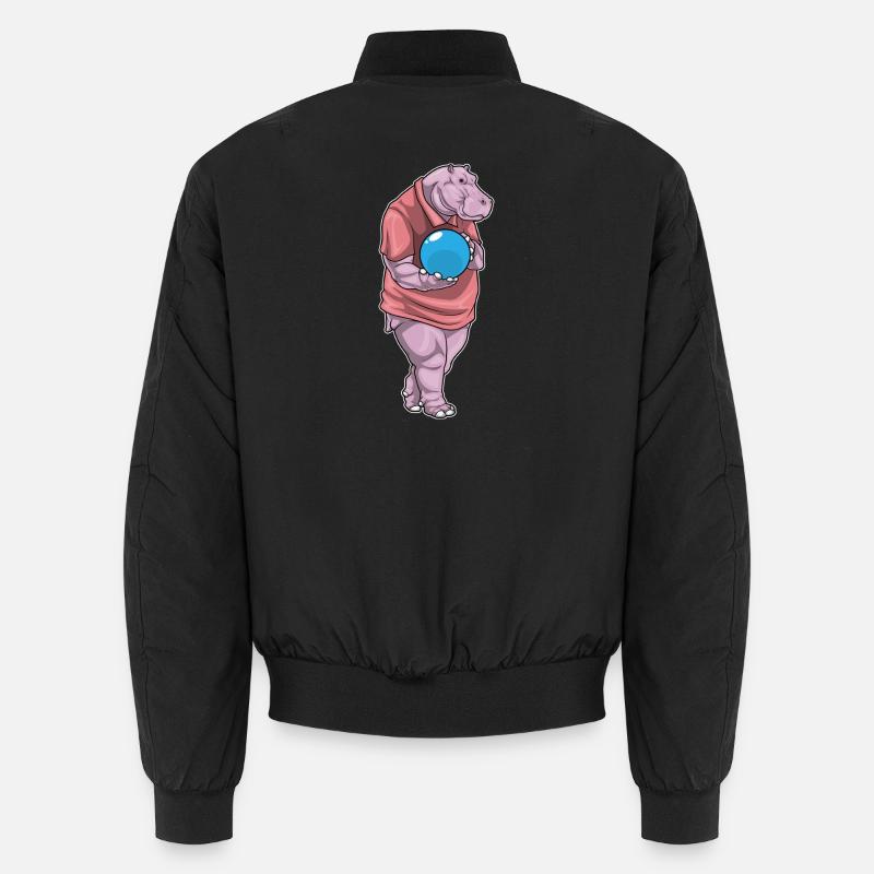 Hippo Bowling Bowling Ball - Unisex Bomber Jacket - black