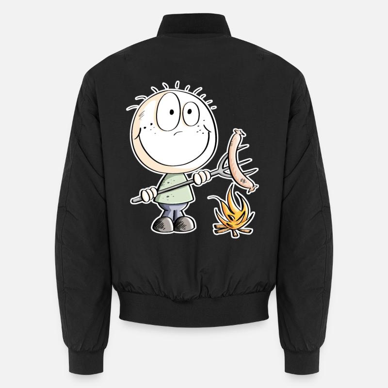 Funny sausage grilling stick figure Unisex Bomber Jacket