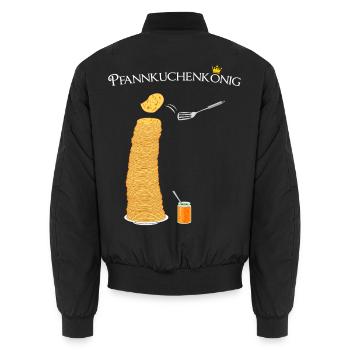Pancakes, pancake king, hobby cook, cooking - Unisex Bomber Jacket - black - Back - AI Model Male 185 light (185cm)