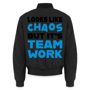 Teamwork - Unisex Bomberjacke - Schwarz - Hinten - AI Model Male 185 light (185cm)