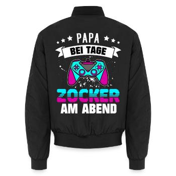 Gamer Papa - Geschenk für Gamer zum Vatertag - Unisex Bomberjacke - Schwarz - Hinten - AI Model Male 185 light (185cm)