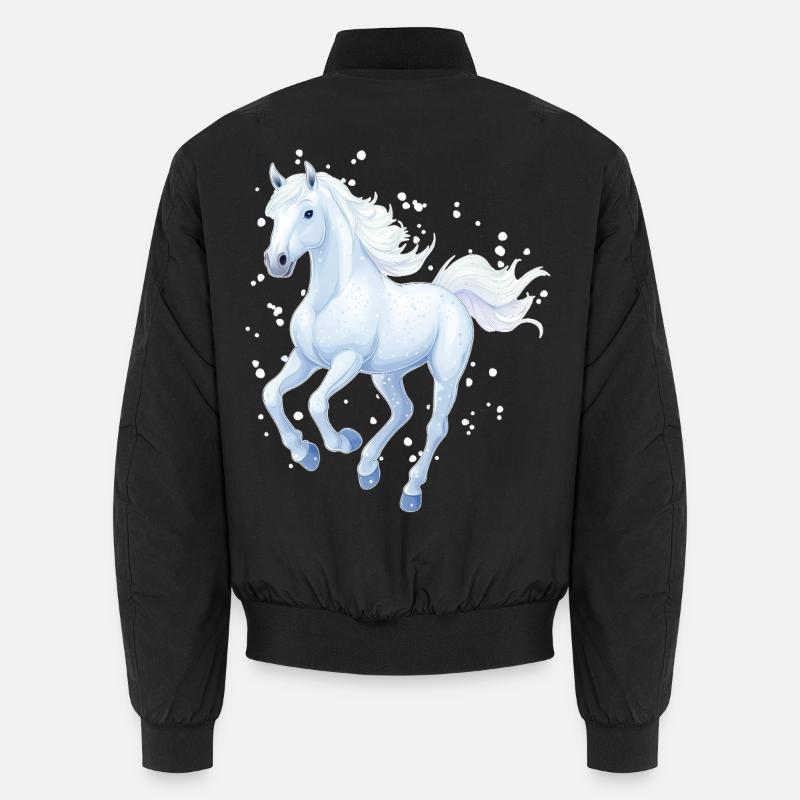Pferd mit Schneeflocken - Unisex Bomberjacke - Schwarz