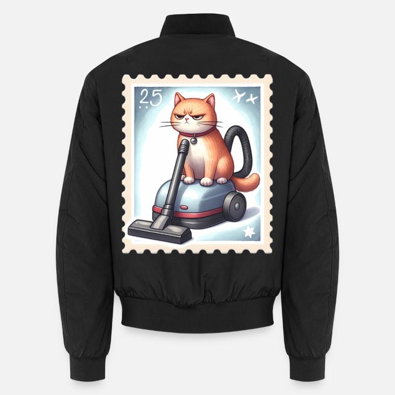 Fun Cat on Vacuum Cleaner Unisex Bomber Jacket