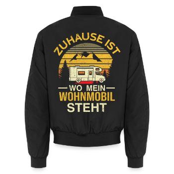 Camping Camper Zuhause Ist Wo Mein Wohnmobil Steht - Unisex Bomberjacke - Schwarz - Hinten - AI Model Male 185 light (185cm)