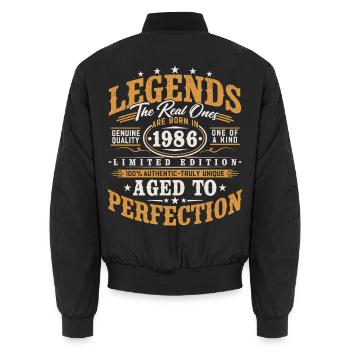 1986 Jahrgang Vintage Geburtstag Geschenk Retro - Unisex Bomberjacke - Schwarz - Hinten - AI Model Male 185 light (185cm)