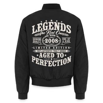 2008 Vintage Vintage Birthday Gift Retro - Unisex Bomber Jacket - black - Back - AI Model Male 185 light (185cm)