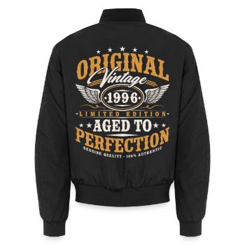 Original 1996 Jahrgang Vintage Geburtstag Geschenk - Unisex Bomberjacke - Schwarz - Hinten - AI Model Male 185 light (185cm)