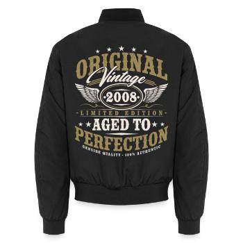 2008 Jahrgang Vintage Geburtstag Geschenk Retro - Unisex Bomberjacke - Schwarz - Hinten - AI Model Male 185 light (185cm)