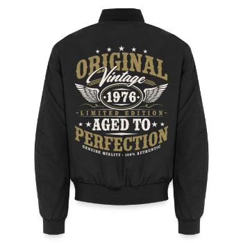 Original 1976 Jahrgang Vintage Geburtstag Geschenk - Unisex Bomberjacke - Schwarz - Hinten - AI Model Male 185 light (185cm)