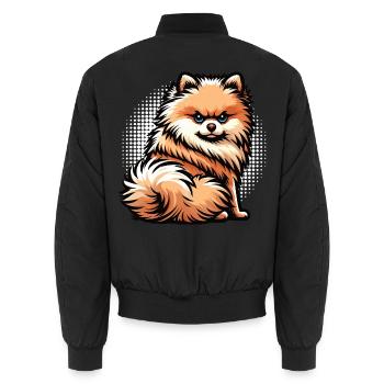 Pomeranian Pomeranian Pomeranian Spitz Dog Miniature Spitz Holder - Unisex Bomber Jacket - black - Back - AI Model Male 185 light (185cm)
