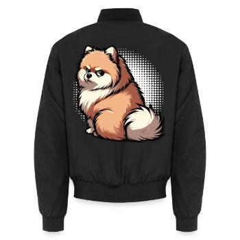 Pomeranian Pomeranian Pomeranian Spitz Dog Miniature Spitz Holder - Unisex Bomber Jacket - black - Back - AI Model Male 185 light (185cm)