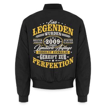 2009 Jahrgang Vintage Geburtstag Geschenk Retro - Unisex Bomberjacke - Schwarz - Hinten - AI Model Male 185 light (185cm)