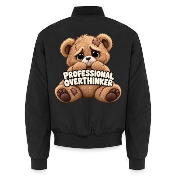 Professioneller Grübler Bär - Unisex Bomberjacke - Schwarz - Hinten - AI Model Male 185 light (185cm)